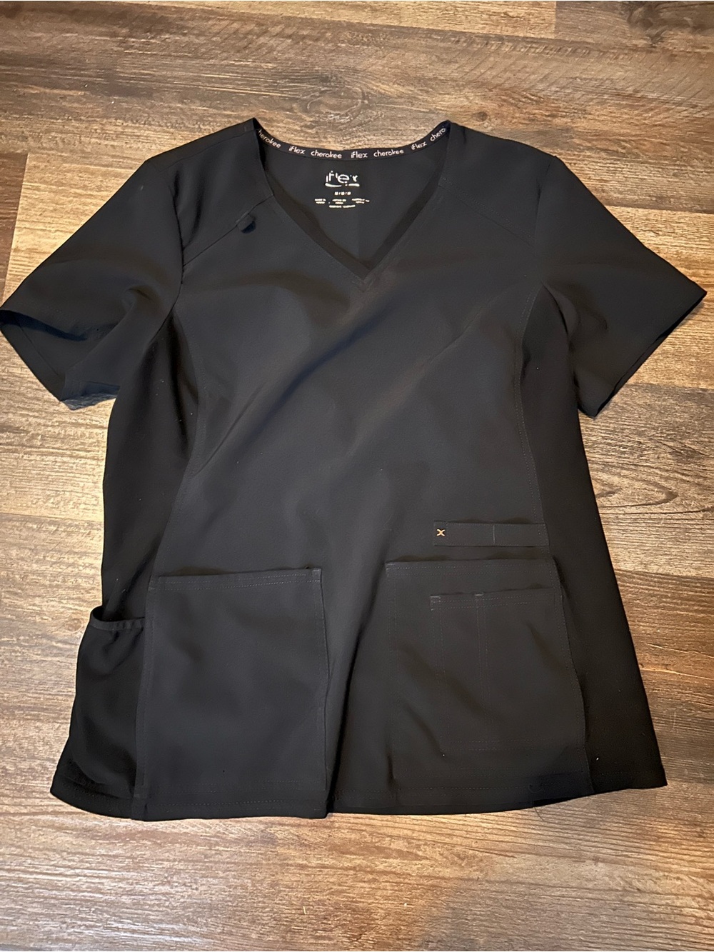 Cherokee Black V-Neck Utility Scrub Top